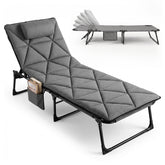 Sekey Campingliege Klappliege klappbar mit Matratze & Kopfkissen, 6-fach verstellbare Rückenlehne, Feldbett bis 150 kg, Gartenliege, Sonnenliege & Gästebett 190 × 68 cm