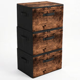 Sekey Aufbewahrungsboxen mit Deckel & Griffen – Faltbare Stoffboxen Organizer 50×30×30 cm, stapelbar für Kleiderschrank & Regal – 3er/6er Set, Holzoptik
