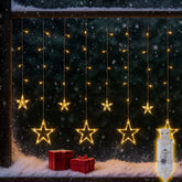 Salcar LED Star Light Curtain 1m x 1m with 69 LEDs & 6 Stars – Warm White, 8 Modes, USB, Christmas & Party Decoration