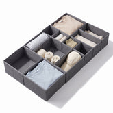 Sekey Schubladen-Organizer 12er Set – Faltbare Kleiderschrank Organizer aus Vliesstoff mit stabiler Bodenplatte, Aufbewahrungsboxen für Unterwäsche, Socken, Kleidung & Accessoires