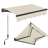 Sekey Gelenkarmmarkise 300x250 cm Beige mit Handkurbel – 0–53° stufenlos neigbar, Doppel-Stahlseilzug, 280g/m² wasserdichtes Polyester, UV50+ Sonnenschutz für Balkon, Terrasse & Garten