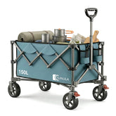 Sunula Faltbarer Bollerwagen 120 kg – 150L Handwagen mit Geländerädern, Bremsen & Einhandgriff, 3024