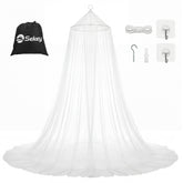 Sekey Moskitonetz Bett Doppel- & Einzelbett – 2,2 m hoch, 12 m Umfang, Reise Mückennetz mit Tasche, Insektenschutz für Camping, Outdoor & Zuhause, Weiß