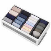 Sekey Schubladen-Organizer 4er Set 22 × 51 × 11 cm – Faltbare Kleiderschrank Organizer aus Vliesstoff mit stabiler Bodenplatte, Aufbewahrungsbox für Kleidung, Unterwäsche, T-Shirts & Accessoires