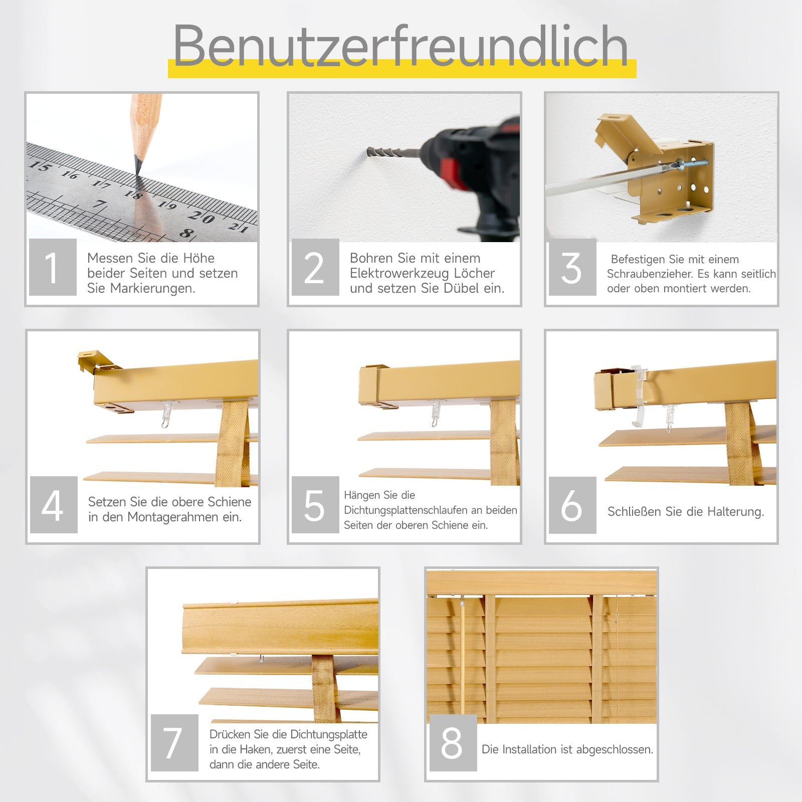 Sekey Jalousie aus Echtholz- Naturholzfarbe - 50 mm Lamellen mit natürlicher Holzoptik SEKEYMALL