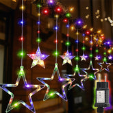 SALCAR LED Star Light Curtain, 2m 160 LEDs, 10 Stars, 8 Modes, Timer & Memory – Indoor & Outdoor Christmas Lights, Warm White/Multicolor, IP44 Waterproof