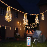 Salcar LED Solar Hanfseil Lichterkette mit 10 langen Vintage-Glühbirnen und warmweißem Licht für den Außenbereich