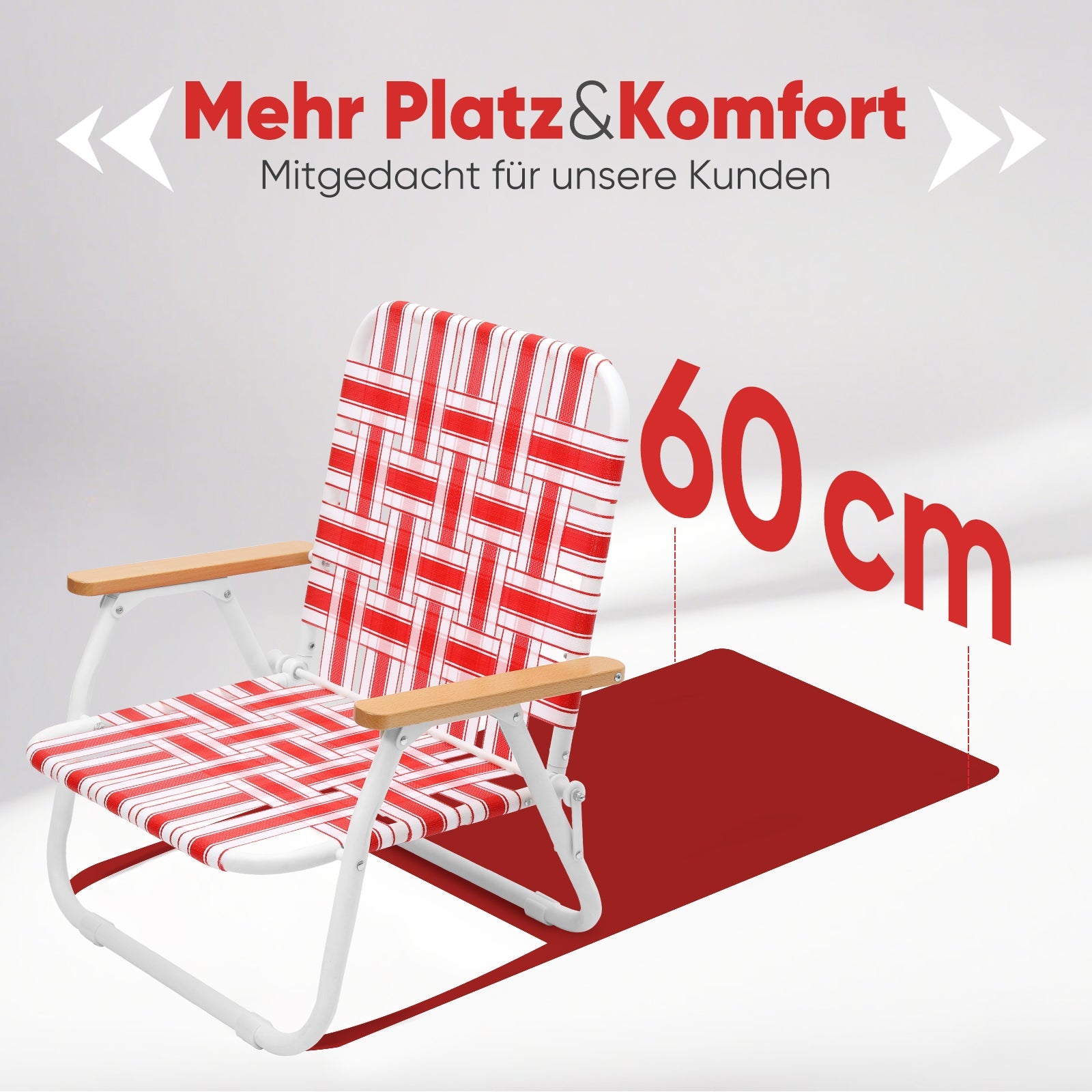 Sekey Faltbarer Campingstuhl mit Teakholz-Armlehnen – Bequemer Strand- & Gartenstuhl, atmungsaktiv & tragbar Sekey