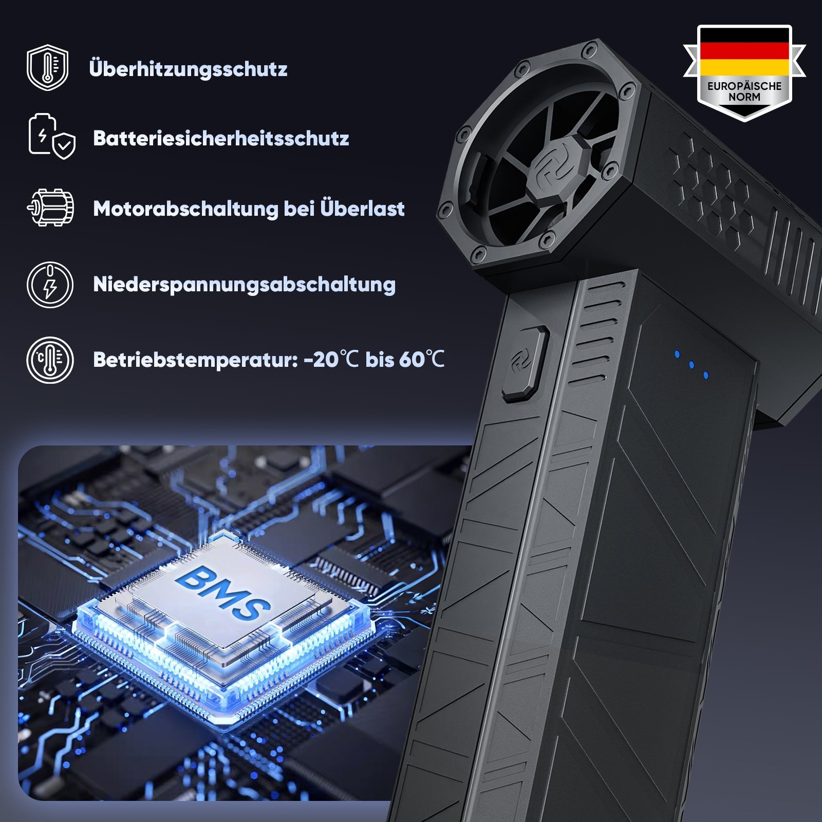 Salcar Elektrischer Air Duster X3 mini mit 110.000 U/min – Tragbares & Wiederaufladbares Staubgebläse mit Turbomodus für PC, Auto & Haushalt Salcar