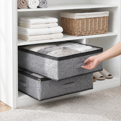 Sekey Unterbett-Aufbewahrungstasche 110L – Faltbare Aufbewahrungsbox mit transparentem Deckel, Doppelreißverschluss & 4 Tragegriffen, 100 × 50 × 19 cm, für Kleidung, Bettwäsche & Decken