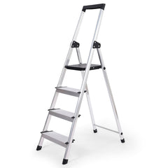 Sekey Aluminium Trittleiter 4/5 Stufen – Klappbar, Rutschfest, Mit Werkzeugablage, TÜV EN131-2, 140/160 cm, Bis 150 kg, Für Haushalt, Garage & Garten