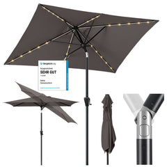 Sekey Sonnenschirm 300 x 200 cm Rechteckig Gartenschirm mit LED-Solar-Beleuchtung Sekey