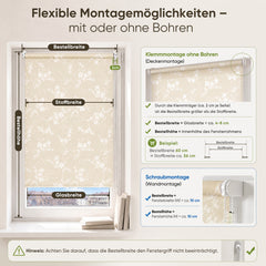Sekey Seitenzugrollo Klemmfix ohne Bohren – Dekoratives Rollo mit Muster, Lichtschutz & Sichtschutz, 4 Designs, stufenlos verstellbar