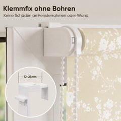 Sekey Seitenzugrollo Klemmfix ohne Bohren – Dekoratives Rollo mit Muster, Lichtschutz & Sichtschutz, 4 Designs, stufenlos verstellbar