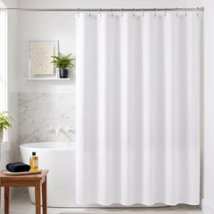 Sekey Weiß Duschvorhang 180 × 200 cm, Textil Badewannenvorhang mit Waffelstruktur, Wasserabweisend & Waschbar, 100 % Polyester, mit Beschwerungsband & 12 Edelstahlringen（副本）
