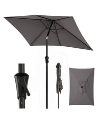 Sekey Rechteckiger Sonnenschirm 210×140 cm mit Kurbel & 30° Neigung – UV-Schutz 50+, Gartenschirm, Marktschirm, stabiler Terrassenschirm für Garten & Balkon