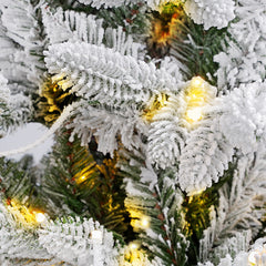 Artificial Christmas tree with snow and LED lighting – Realistic fir tree with metal stand, 180 cm / 210 cm, warm white light