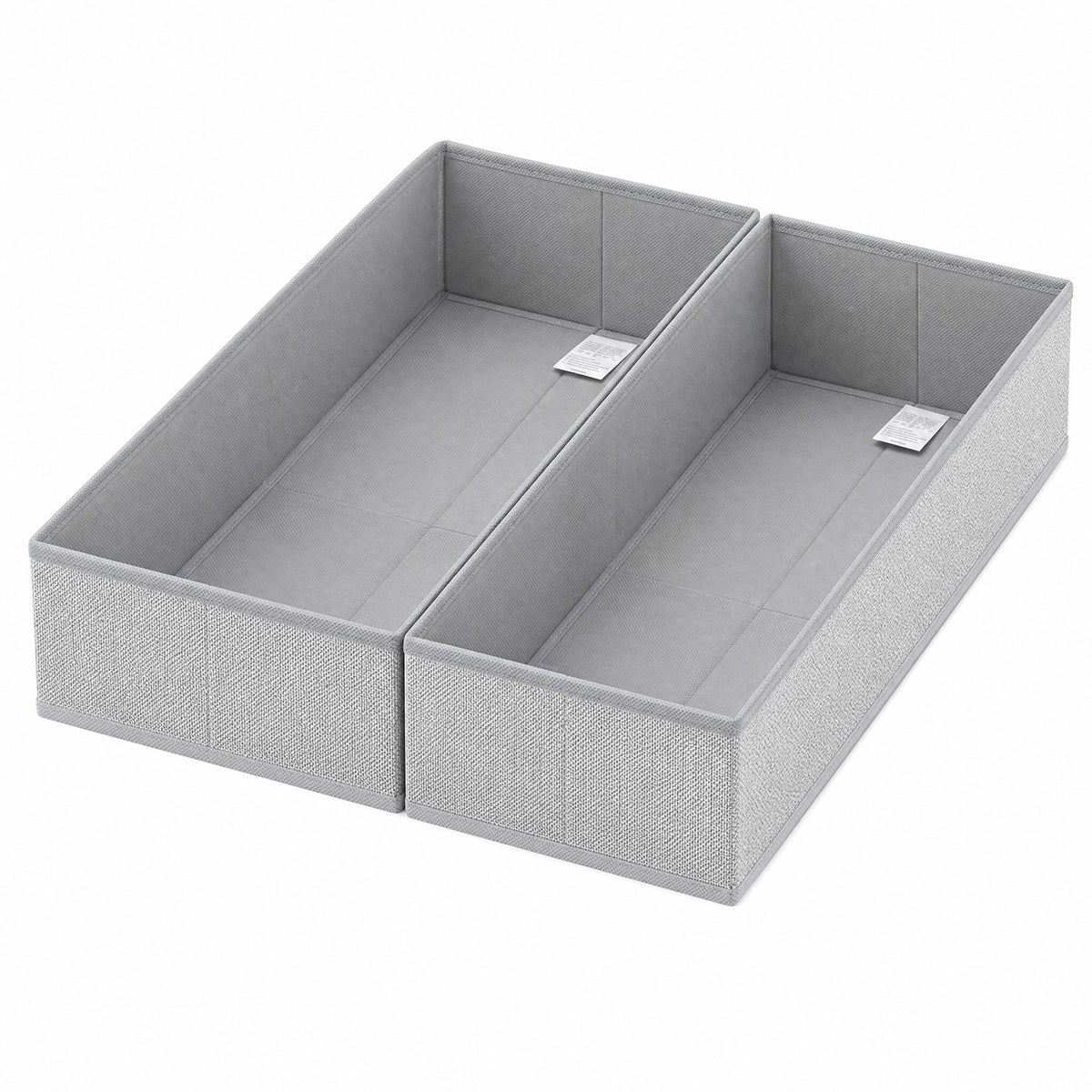 Sekey Schubladen Organizer 2er Set – Faltbare Aufbewahrungsboxen aus Vliesstoff für Kleidung, Unterwäsche & Accessoires, 22 x 51 x 11 cm, Hellgrau Leinenoptik