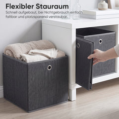 Sekey Aufbewahrungsboxen 6er Set 33 × 33 × 33 cm – Faltbare Stoffboxen mit Grifföse, stabile Ordnungsboxen für Kallax-Regale, Grau