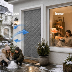 Sekey Thermo Türvorhang mit Magnetverschluss, Baumwoll-Polyester Türvorhang, Wärmeschutz & Energiesparvorhang, Zugluftstopper, Klettverschluss ohne Bohren, für Winter