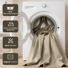 Sekey Hellbraun Duschvorhang 180 × 200 cm, Textil Badewannenvorhang in Leinenoptik, Wasserabweisend & Waschbar, 100 % Polyester, mit Beschwerungsband & 12 Edelstahlringen