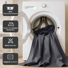 Sekey Duschvorhang, Grau, Wasserabweisender Badvorhang in Leinenoptik, 100 % Polyester, mit Beschwerungsband & 8 Duschvorhangringen, Waschbar bei 30 °C