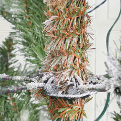 Artificial Christmas tree with snow and LED lighting – Realistic fir tree with metal stand, 180 cm / 210 cm, warm white light