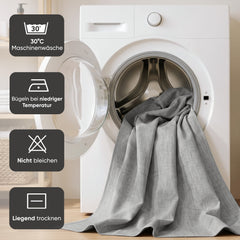 Sekey Hellgrau Duschvorhang 180 × 200 cm, Textil Badewannenvorhang in Leinenoptik, Wasserabweisend & Waschbar, 100 % Polyester, mit Beschwerungsband & 12 Edelstahlringen
