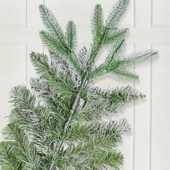 Artificial Christmas tree with snow and LED lighting – Realistic fir tree with metal stand, 180 cm / 210 cm, warm white light