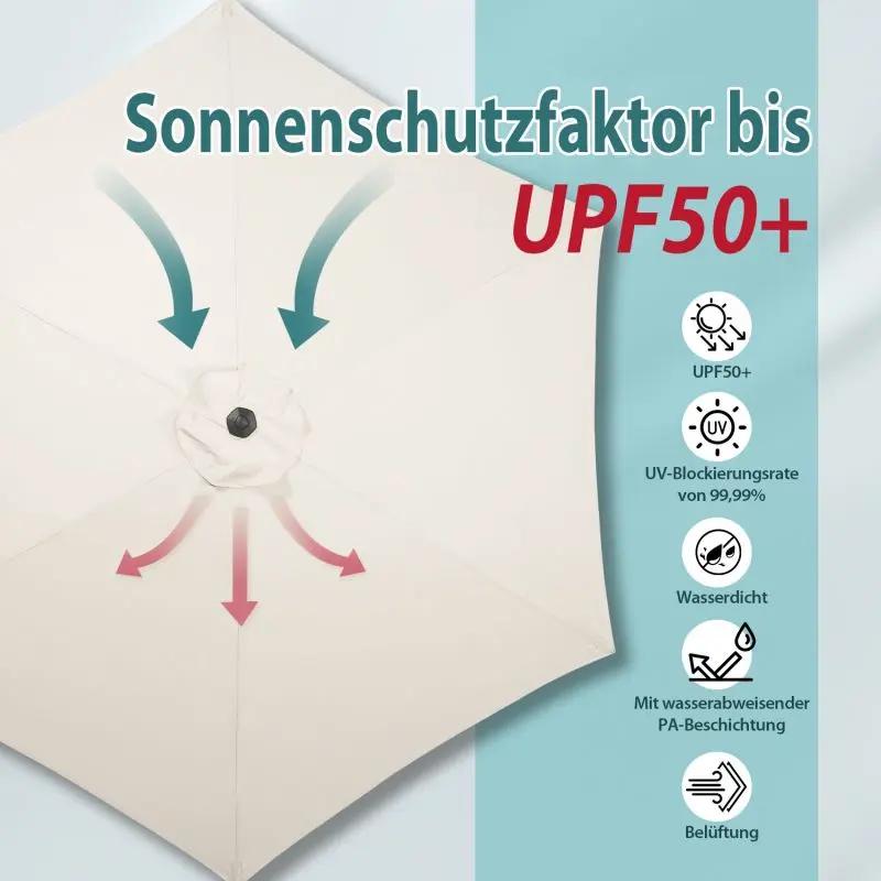 Sekey 220 cm Sonnenschirm mit Kurbel und Auto Kippen, Sonnenschutz UV50+ Sekey