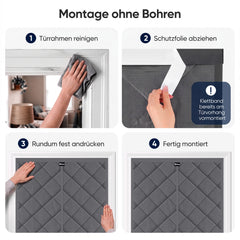 Sekey Thermo Türvorhang mit Magnetverschluss, Baumwoll-Polyester Türvorhang, Wärmeschutz & Energiesparvorhang, Zugluftstopper, Klettverschluss ohne Bohren, für Winter