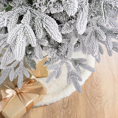 Artificial Christmas tree with snow and LED lighting – Realistic fir tree with metal stand, 180 cm / 210 cm, warm white light
