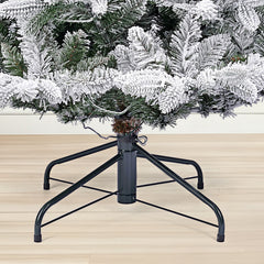 Artificial Christmas tree with snow and LED lighting – Realistic fir tree with metal stand, 180 cm / 210 cm, warm white light