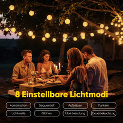 Salcar LED Lichterkette Außen mit Lampions – Warmweiß, Wetterfest, Timer & 8 Modi, Strombetrieben für Garten, Terrasse, Balkon & Hof Salcar