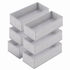 Sekey Schubladen Organizer 2er Set – Faltbare Aufbewahrungsboxen aus Vliesstoff für Kleidung, Unterwäsche & Accessoires, 22 x 51 x 11 cm, Hellgrau Leinenoptik