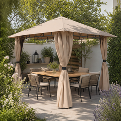 Sekey Garden Pavilion 3x3 m Waterproof Stable Party Tent, Garden Tent with 4 Side Panels Zipper, 180g/㎡ Polyester