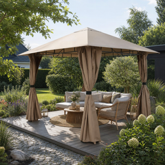 Sekey Garden Pavilion 3x3 m Waterproof Stable Party Tent, Garden Tent with 4 Side Panels Zipper, 180g/㎡ Polyester