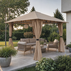 Sekey Garden Pavilion 3x3 m Waterproof Stable Party Tent, Garden Tent with 4 Side Panels Zipper, 180g/㎡ Polyester
