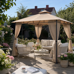 Sekey Garten Pavillon 3x3 m, Gartenzelt mit Moskitonetz, Atmungsaktives Doppeldach 160g/㎡ Polyester