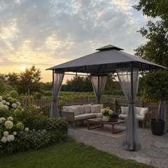 Sekey Pavillon 3x3m Wasserdicht Stabil Winterfest mit 4 Moskitonetzen – Gartenpavillon mit UV-Schutz 50+, Metallrahmen, Partyzelt für Garten, Terrasse, Hof, Events & Camping