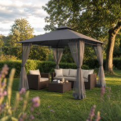 Sekey Pavillon 3x3m Wasserdicht Stabil Winterfest mit 4 Moskitonetzen – Gartenpavillon mit UV-Schutz 50+, Metallrahmen, Partyzelt für Garten, Terrasse, Hof, Events & Camping