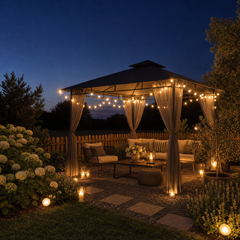Sekey Pavillon 3x3m Wasserdicht Stabil Winterfest mit 4 Moskitonetzen – Gartenpavillon mit UV-Schutz 50+, Metallrahmen, Partyzelt für Garten, Terrasse, Hof, Events & Camping
