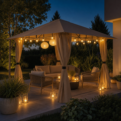 Sekey Garden Pavilion 3x3 m Waterproof Stable Party Tent, Garden Tent with 4 Side Panels Zipper, 180g/㎡ Polyester