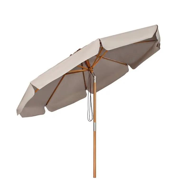 Sekey 300 cm Holz Sonnenschirm mit Volant, Sonnenschutz UV50+ Sekey