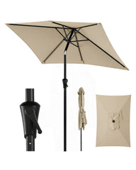 Sunula Sonnenschirm Rechteckig mit Kurbelsystem – stabiler 38 mm Stahlrohr Gartenschirm mit Neigefunktion, UV-Schutz Marktschirm für Balkon, Terrasse & Garten