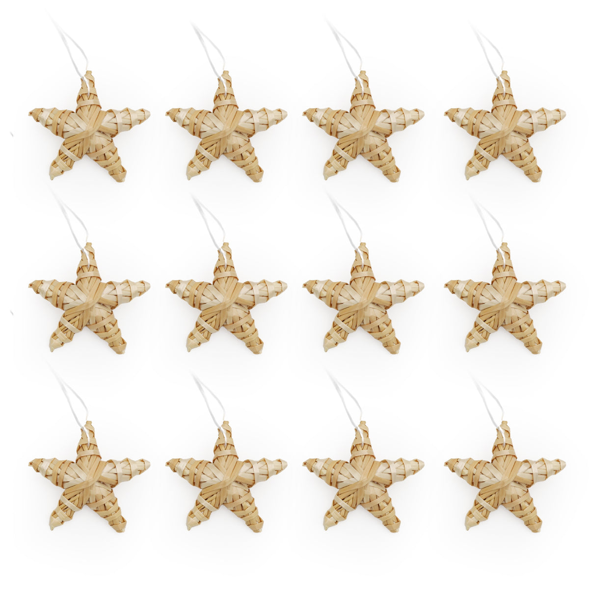 SALCAR Set of 12 Straw Stars for Hanging – Handmade natural five-pointed stars made of straw, sustainable Christmas tree decorations for Christmas tree &amp; Advent decoration