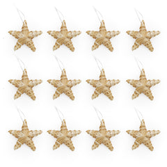 SALCAR Set of 12 Straw Stars for Hanging – Handmade natural five-pointed stars made of straw, sustainable Christmas tree decorations for Christmas tree &amp; Advent decoration