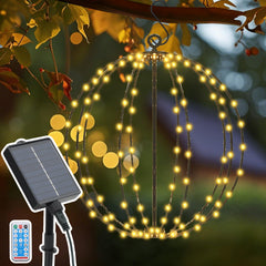 Salcar Solar LED Kugel Lichterkette warmweiß – 30 cm Ø mit 120 LEDs, 8 Modi & Fernbedienung, USB & Solar, IP44 wasserdicht, für Garten & Weihnachten Salcar