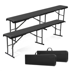 Sekey Klappbare Bierbank 183 cm – Kunststoff Campingbank & Bierzeltbank bis 300 kg Belastbar, Gartenbank Klappbar mit Tragegriff, Schwarz