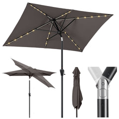 Sekey Sonnenschirm 300 x 200 cm Rechteckig Gartenschirm mit LED-Solar-Beleuchtung Sekey